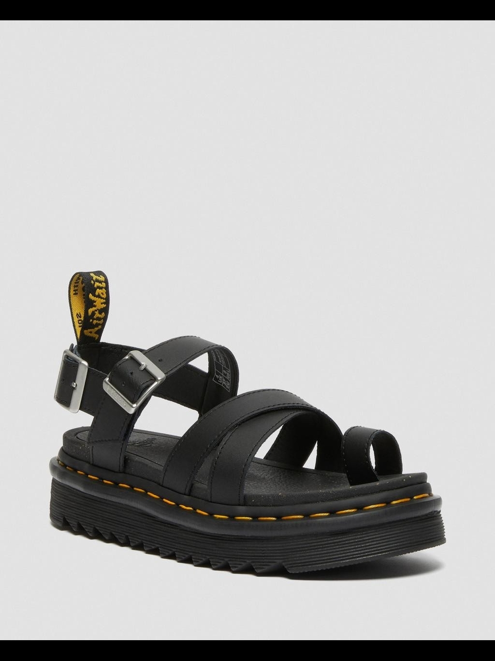 NIB Dr. Martens Avry Hydro Leather Black Platform Sandal